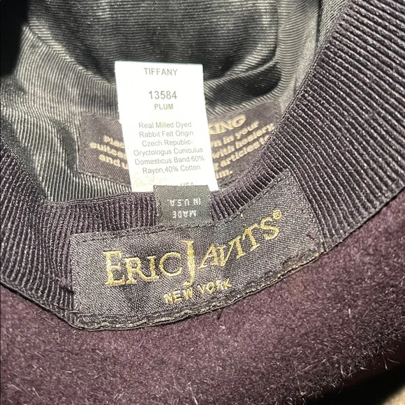 Eric Javits Tiffany Plum Deep Purple Rabbit Felt Fedora Hat Packable - Picture 4 of 5